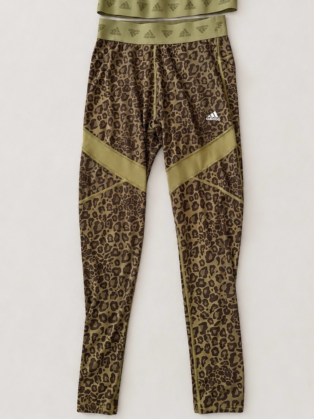 adidas Olive Green Leopard Print Crop Top